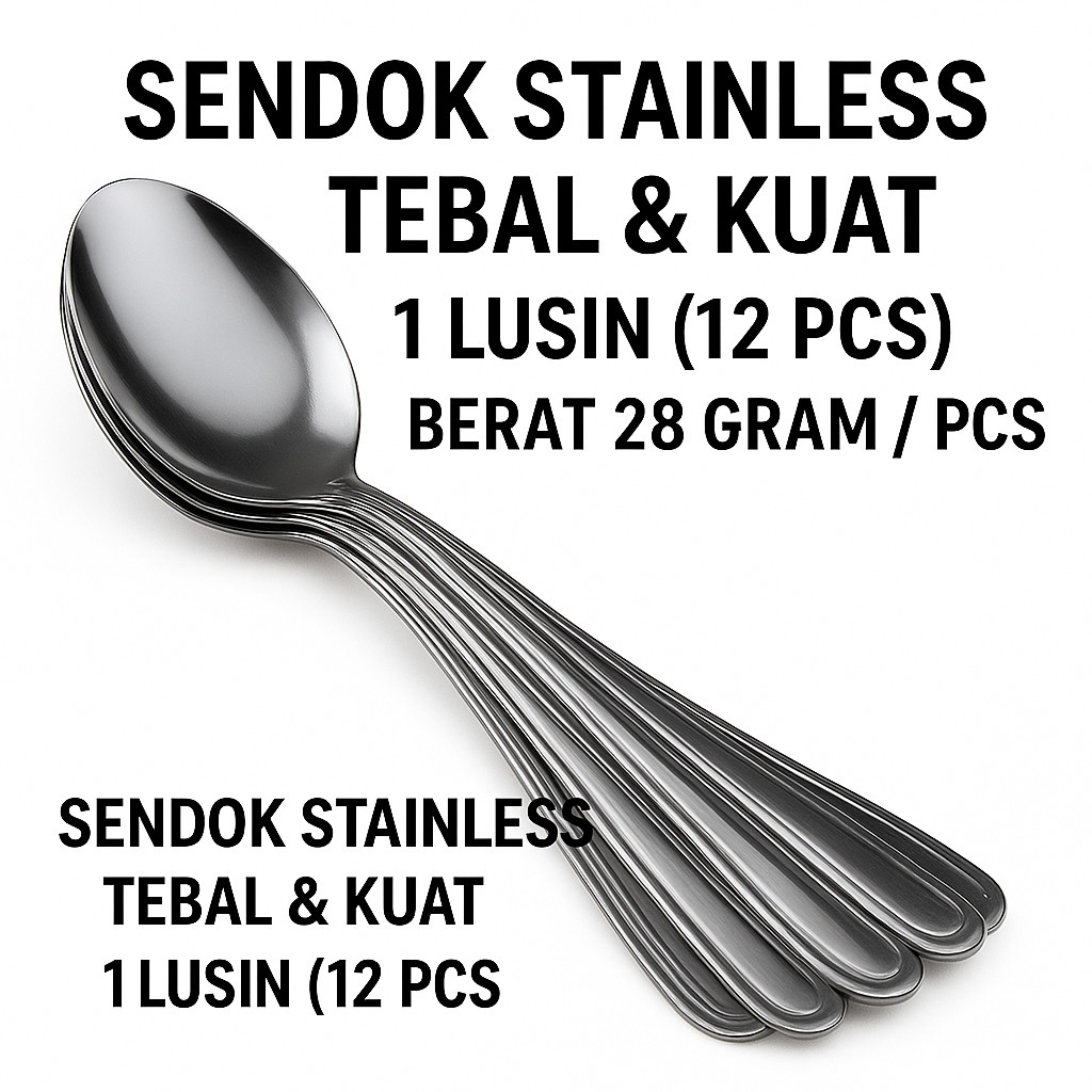 Sendok Makan Stainless 1 Lusin (12 pcs) Tebal 28 gram