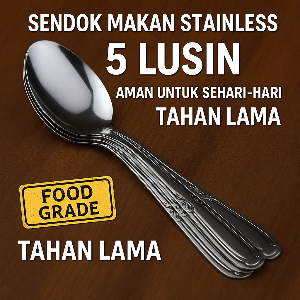 Sendok Makan Stainless 5 Lusin (60 pcs) untuk Hajatan