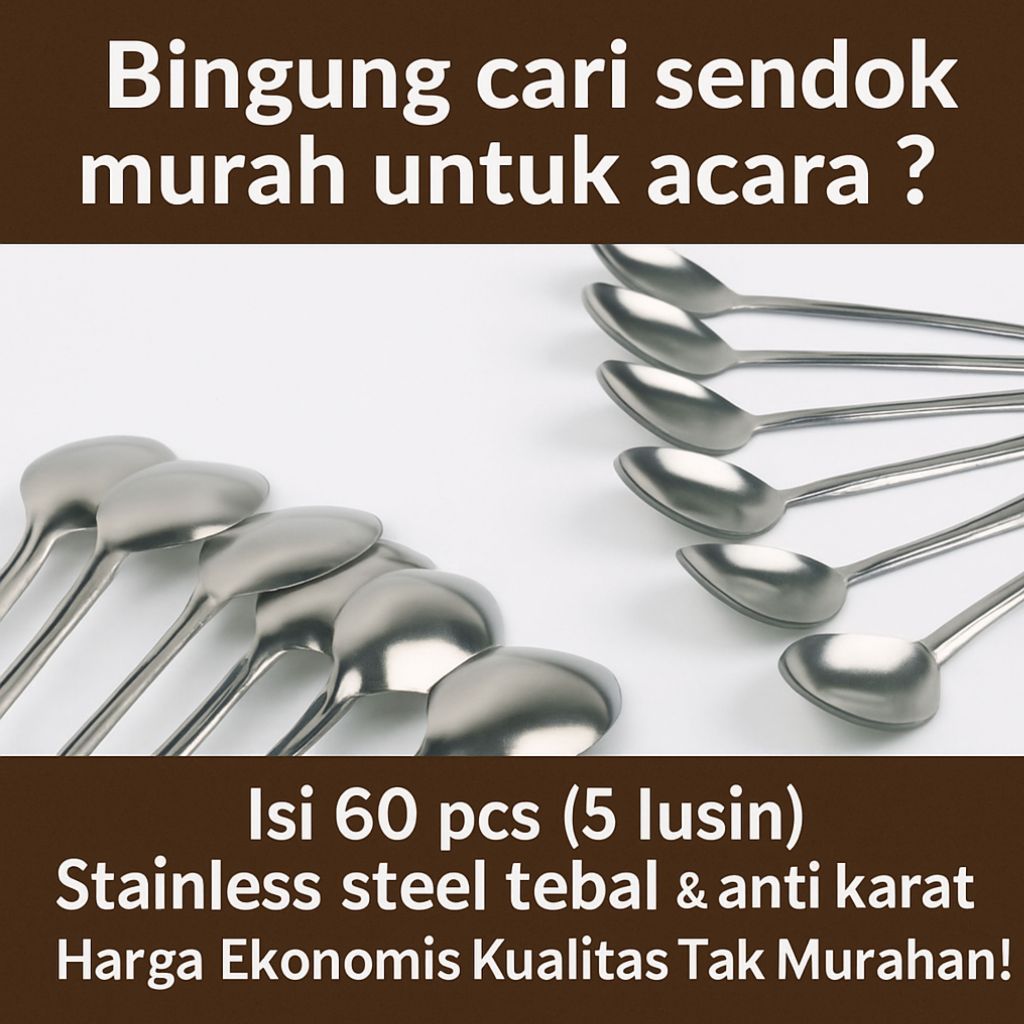 Sendok Makan Stainless 5 Lusin (60 pcs) untuk Hajatan - foto 3