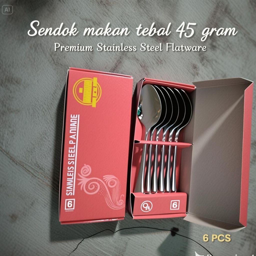 Sendok Makan Stainless Extra Tebal 45 gram (6/12 pcs)