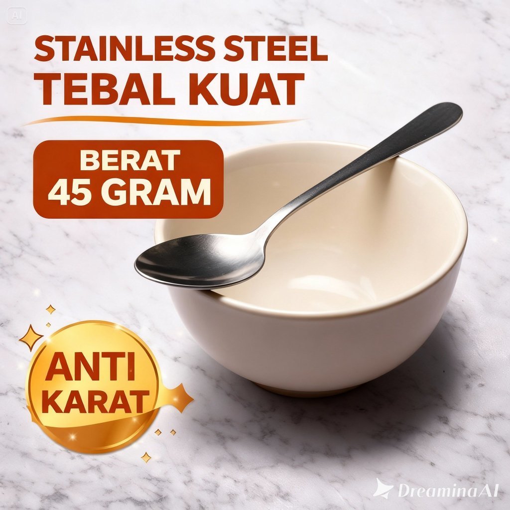 Sendok Makan Stainless Extra Tebal 45 gram (6/12 pcs) - foto 2