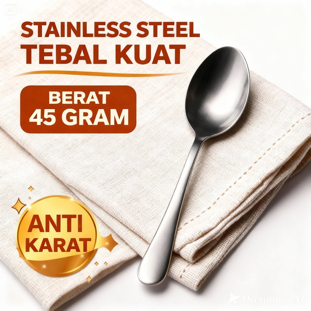 Sendok Makan Stainless Extra Tebal 45 gram (6/12 pcs) - foto 4